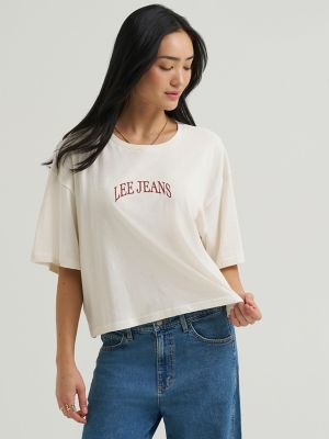 Women's Boxy Crop Logo Tee in Ecru