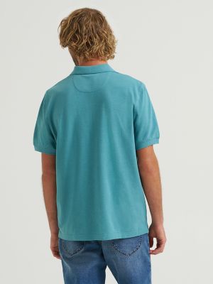 Men's Solid Mini Pique Polo Shirt in Brittany Blue alternative view