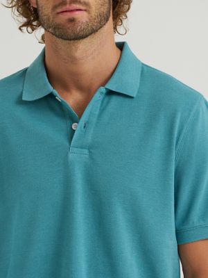 Men's Solid Mini Pique Polo Shirt in Brittany Blue alternative view 2