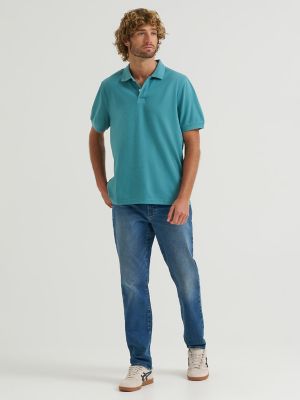 Men's Solid Mini Pique Polo Shirt in Brittany Blue alternative view 3