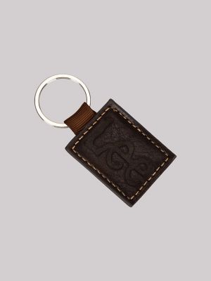 Men's Bifold Wallet with Stamped Logo Key Chain Gift Set in Cognac