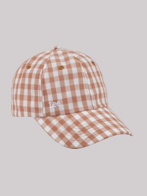 Women's Gingham Logo Hat in Tan