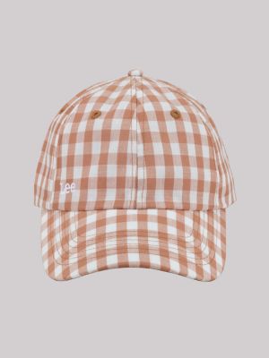 Women's Gingham Logo Hat in Tan