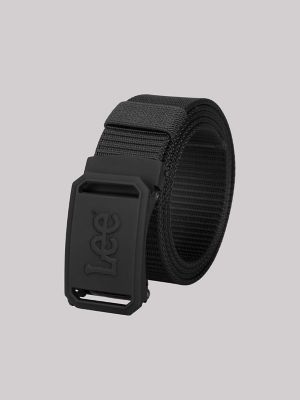 Men's Rubber Buckle Web Belt in Black
