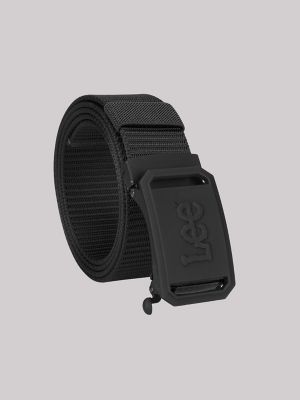 Men's Rubber Buckle Web Belt in Black