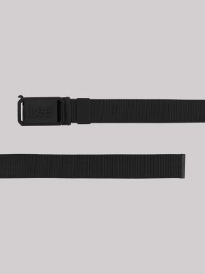 Men's Rubber Buckle Web Belt in Black