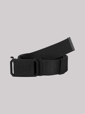 Men's Rubber Buckle Web Belt in Black