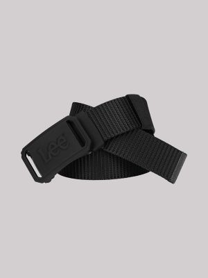 Men's Rubber Buckle Web Belt in Black