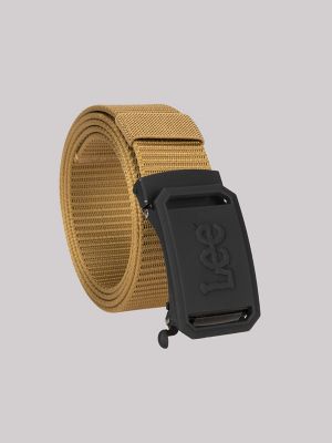 Men's Rubber Buckle Web Belt in Khaki