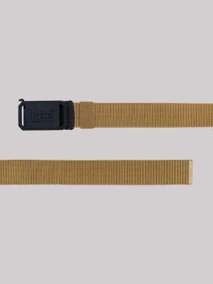 Men's Rubber Buckle Web Belt in Khaki