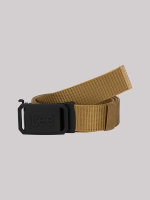 Men's Rubber Buckle Web Belt in Khaki