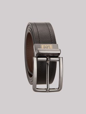 Men's Logo Stamped Reversible Belt in Black Brown