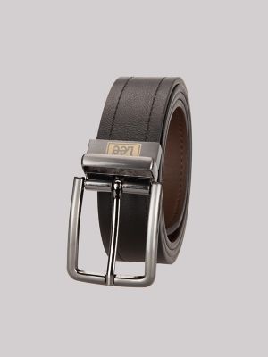 Men's Logo Stamped Reversible Belt in Black Brown