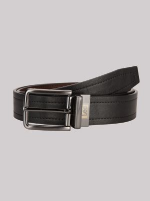 Men's Logo Stamped Reversible Belt in Black Brown