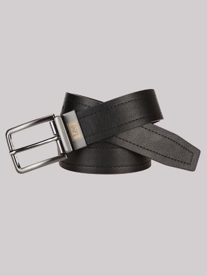 Men's Logo Stamped Reversible Belt in Black Brown