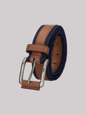 Men's Contrast Center Canvas Belt in Navy