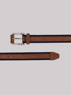 Men's Contrast Center Canvas Belt in Navy
