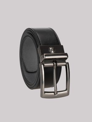 Men's Logo Stamped Reversible Canvas Belt in Black Grey