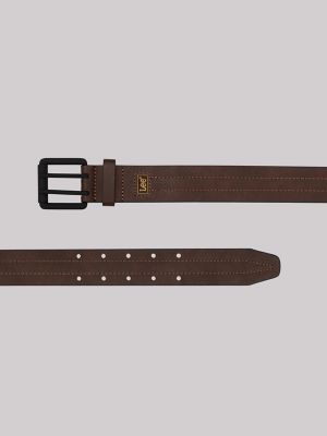 Men's Double Prong Square Buckle Belt in Brown