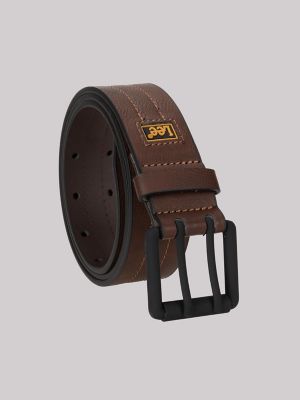 Men's Double Prong Square Buckle Belt in Brown