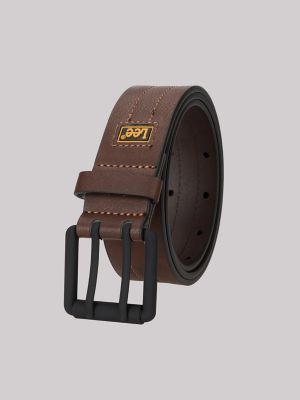 Men's Double Prong Square Buckle Belt in Brown