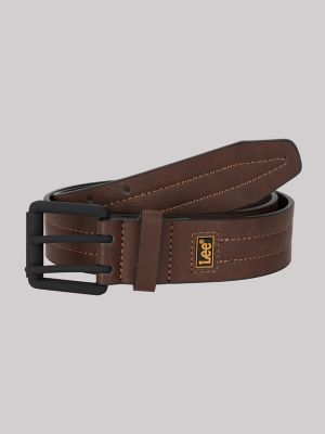 Men's Double Prong Square Buckle Belt in Brown