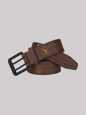Men's Double Prong Square Buckle Belt in Brown