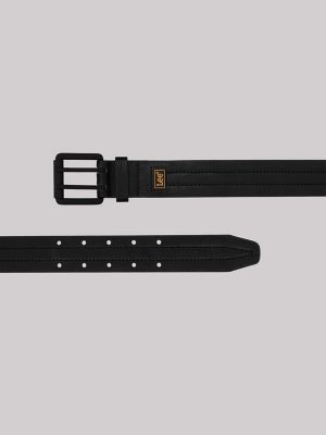 Men's Double Prong Square Buckle Belt in Black