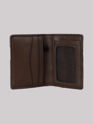 Men's Contrast Trim Passcase Wallet in Brown