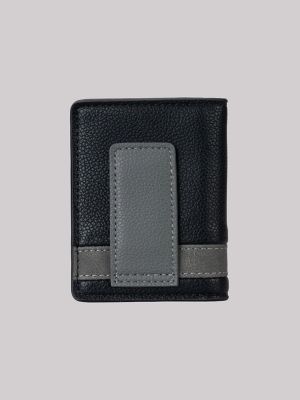Men's Contrast Trim Passcase Wallet in Black