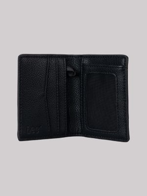 Men's Contrast Trim Passcase Wallet in Black