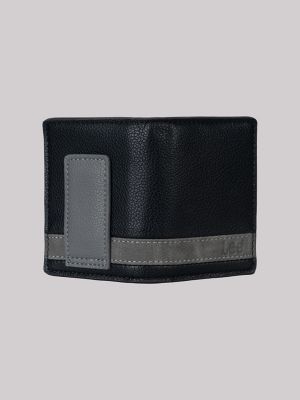 Men's Contrast Trim Passcase Wallet in Black