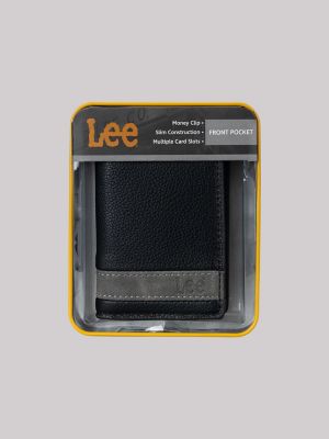 Men's Contrast Trim Passcase Wallet in Black