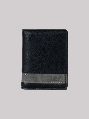 Men's Contrast Trim Passcase Wallet in Black