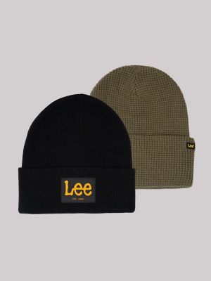 Men's Logo Patch Cuffed Beanie Set
