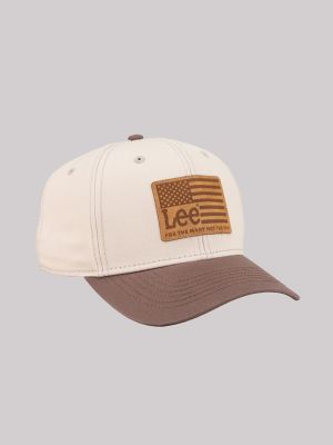 Men's Flag Patch Canvas Hat in Tan