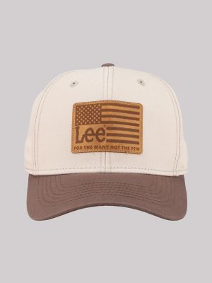 Men's Flag Patch Canvas Hat in Tan