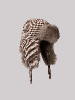 Men's Faux Fur Lined Plaid Hunting Hat