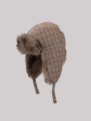 Men's Faux Fur Lined Plaid Hunting Hat