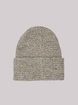 Textured Logo Beanie:Stone:One Size - thumbnail 2