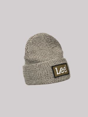 Textured Logo Beanie:Stone:One Size - thumbnail 3