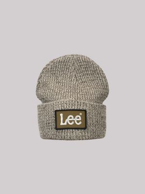 Textured Logo Beanie:Stone:One Size - thumbnail 4