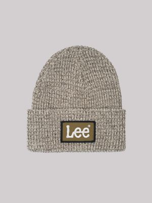 Textured Logo Beanie:Stone:One Size