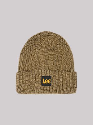Men's Logo Patch Textured Cuffed Beanie Set