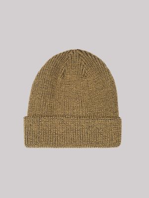 Men's Logo Patch Textured Cuffed Beanie Set