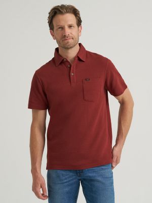 Men's Lightweight Waffle Knit Polo Shirt