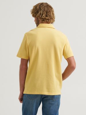 Men's Lightweight Waffle Knit Polo Shirt in Sahara