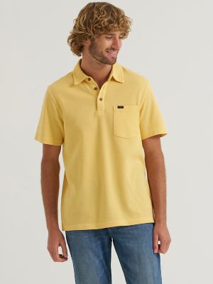 Men's Lightweight Waffle Knit Polo Shirt in Sahara