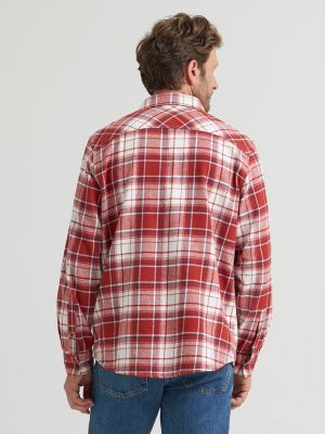 Men's Western Flannel Button Down Shirt in Barn Red
