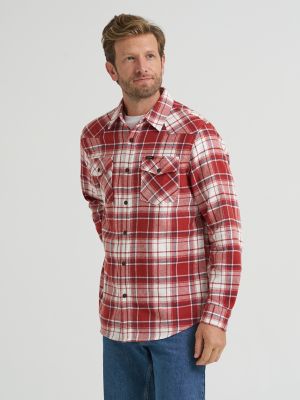 Men's Western Flannel Button Down Shirt in Barn Red